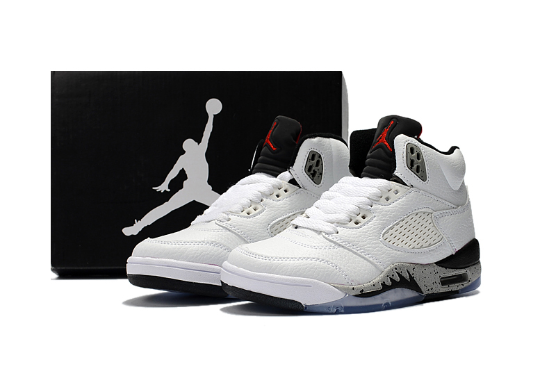 2018 Kids Jordan 5 White Cement Shoes